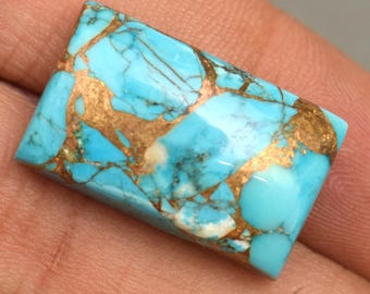 Natural Slipping Beauty Certified Arizona Blue Copper Turquoise Cabochon 18.20 Ct Loose Gemstone