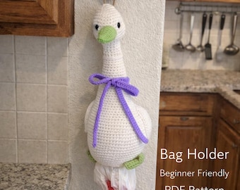 Crochet Goose Bag Holder Pattern | Grocery Bag Holder Crochet Pattern PDF | Goose Amigurumi Pattern | Farmhouse Kitchen Decor