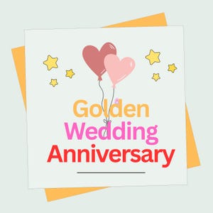 Elegant Gold Flowers Wedding Card – Golden Wedding Anniversary Greeting, Printable Digital Download