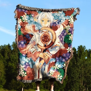Anime blanket tapestry wall decor, Blanket anime rug embroidered throw