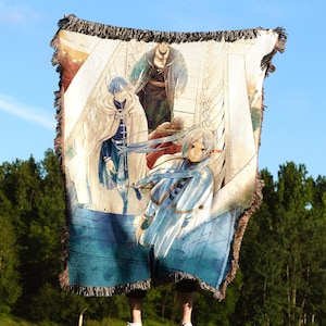 Anime blanket tapestry wall decor, Blanket anime rug embroidered throw