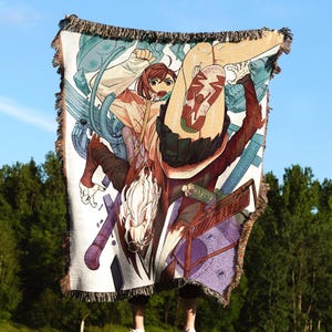 Anime blanket tapestry wall decor, Blanket anime rug embroidered throw