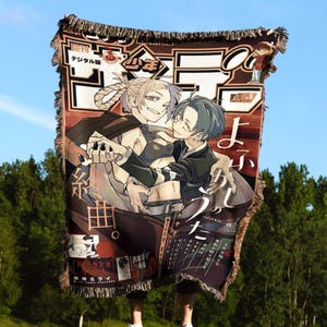 Anime blanket tapestry wall decor, Blanket anime rug embroidered throw