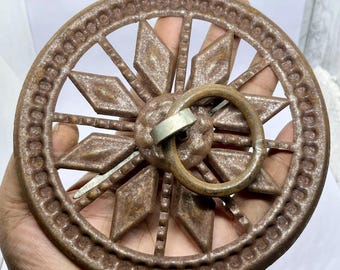 Vintage Iron Door Knocker with Ring Handle, Handmade Bleak Smith Design