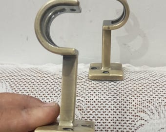 Antique Brass Finish Curtain Bracket Finials, Unique Design (Pair)