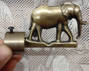 Antique elephant Brass Finish Curtain Bracket Finials, Unique Design (Pair)