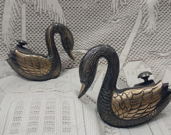 Remates de latón macizo para cortinas con forma de pato, diseño único, 1 par.