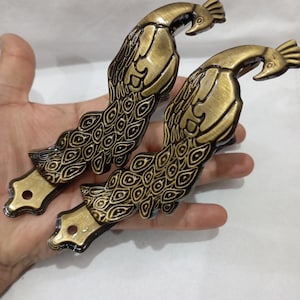 Gardinfästen med antik påfågelmässingsfinish, unik design (par)