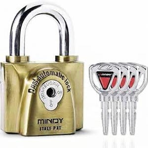 Mindy Heavy Duty, sterk uniek slot Magazijn Waterdicht Sleutelhangslot Topbeveiliging met 4 sleutels, metaalgebruik winkel thuiskantoor deur andere kant