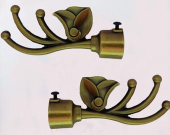 Remates para cortina con acabado en latón antiguo, diseño único (par)