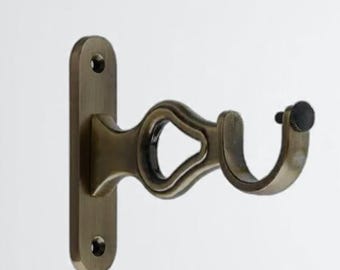 Antique Brass Finish Curtain Bracket Finials, Unique Design (Pair)