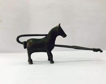 Antique horse solid brass Padlock Working condition Lock with 2 Keys