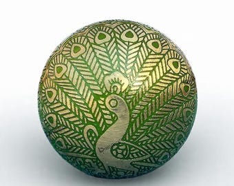 Perillas de pavo real de latón verde vintage, herrajes para cajones de gabinete, juego de 4
