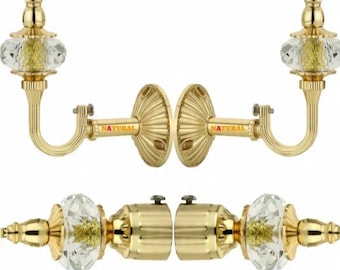Antique Brass Finish Curtain Bracket Finials, Unique Design pack of 4 pics