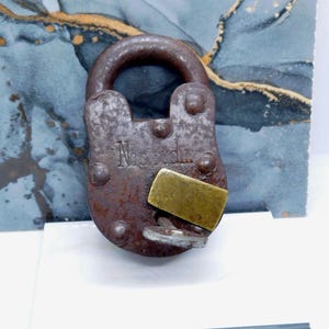 Vintage padlock hand made Iron Padlock With Key, Working key  Lock old  With iron lock old lock  Gift Idea, Home Improvement