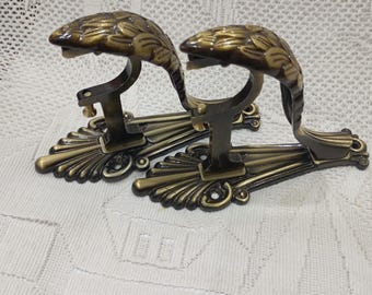 Sujetadores de cortinas de latón antiguo, ganchos ornamentados para sujetar cortinas, decoración bohemia para el hogar (1 par)