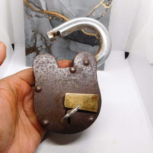 Antique padlock hand made Iron Padlock With Key, Working key  Lock old  With iron lock old lock  Gift Idea, Home Improvement