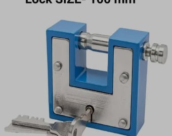 Antique Iron Bar Lock with 3 Keys, Blue, 100MM