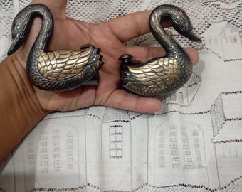 Remates de latón macizo para cortinas con forma de pato, diseño único, 1 par.
