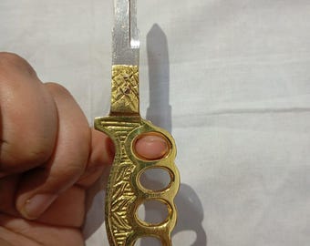 Handmade Brass Knife Key, Kwikset KW1, Lion Sword Charm
