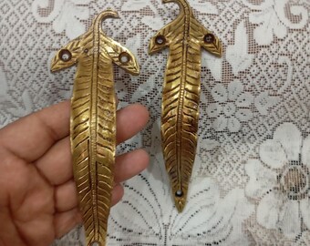 Solid Brass Pranjals house Brass Leaf Design Door Handle 1 Pair