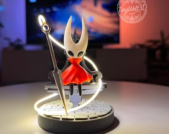 Silksong Hornet-beeldje: 3D-geprint diorama met led