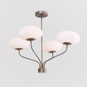 Mid Century Matte Brass Sputnik Chandelier | 4-Light Dome Ceiling Fixture | Modern Globe Pendant Light | Handmade Lighting | Custom Sizes