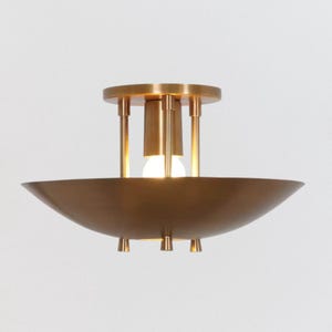 Mid Century Brass Flush Mount Ceiling Light – Modern Sputnik Pendant Fixture | Customizable Matte Raw Brass Chandelier Light Fixture