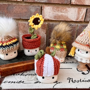 Fall Marshmallow Mug hats in muted colors