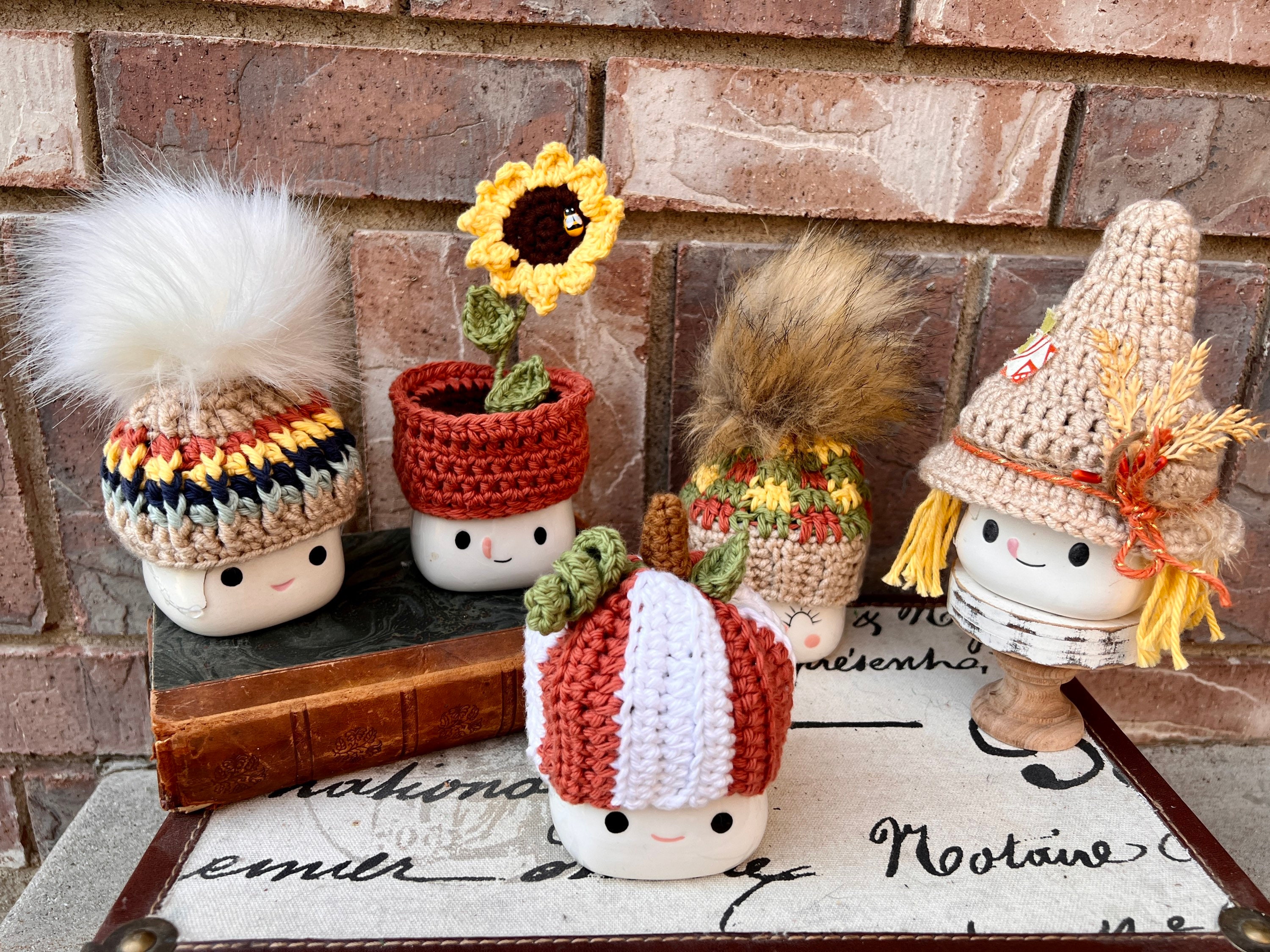 Fall Marshmallow Mug hats in muted colors