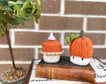 Fall Pumpkin and pumpkin pie marshmallow mug hats