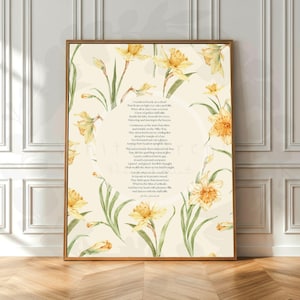 I Wandered Lonely as a Cloud | &#39;Daffodils&#39; Poem | Printable William Wordsworth Poetry | Digital Download | Daffodil Botanical Wall Decor
