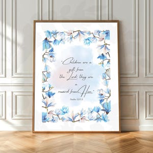 Children Are a Gift Print in Blue– Psalm 127:3 Scripture Art, Digital Wall Decor, Instant Download Christian Poster