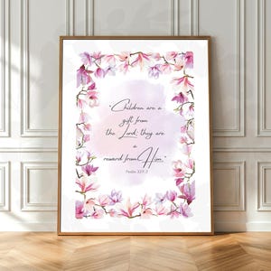 Children Are a Gift Print in Pink– Psalm 127:3 Scripture Art, Digital Wall Decor, Instant Download Christian Poster