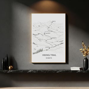 Custom Hiking Trail Map Print • Personalized National Park Route Art • Gift for Hikers & Couples