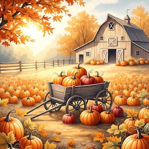 Autumn Pumpkin Patch Wall Art – Cozy Fall Farmhouse Printable