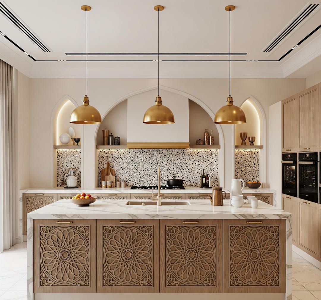 Modern Arabian Style Kitchen Interior, Elegant Blend of Middle Eastern ...