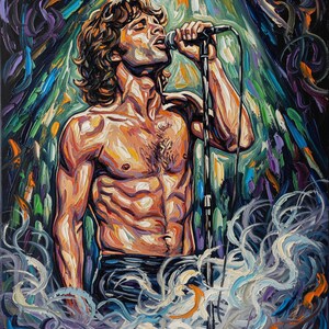 Arte psicodélico en vivo de The Doors: estilo Van Gogh, Jim Morrison, imprimible