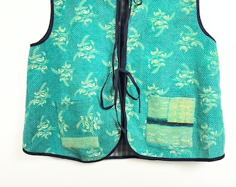 Handmade Kantha Quilted Vest | Reversible Cotton Waistcoat | Boho Ethnic Layering Jacket | Sustainable Artisan Wear