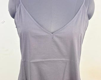 Black Cotton Chemise | Simple Slip Dress | V-Neck Nightgown | Sleeveless Lounge Dress | Minimalist Sleepwear