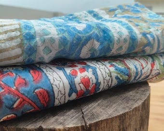 Block Printed Cotton Scarves – Set of 2 | Floral Wraps | Natural Dyes | Indian Ethnic Dupatta
