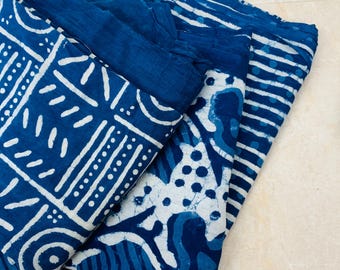 Indigo Block Print Scarf| Natural Dye | Cotton indigo Shawl | Boho Wrap | Ethnic Indian Stole