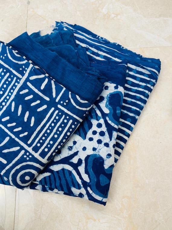 Indigo Block Print Scarf| Natural Dye | Cotton indigo Shawl | Boho Wrap | Ethnic Indian Stole