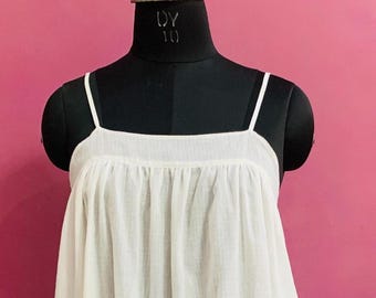 Vestido lencero de algodón blanco tipo kotadoria / Vestido veraniego suave / Vestido minimalista de capas / Ropa de playa bohemia