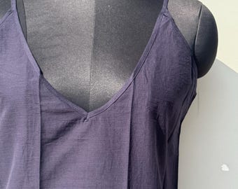 Cotton Navy Slip Dress, V-Neck Summer Loungewear