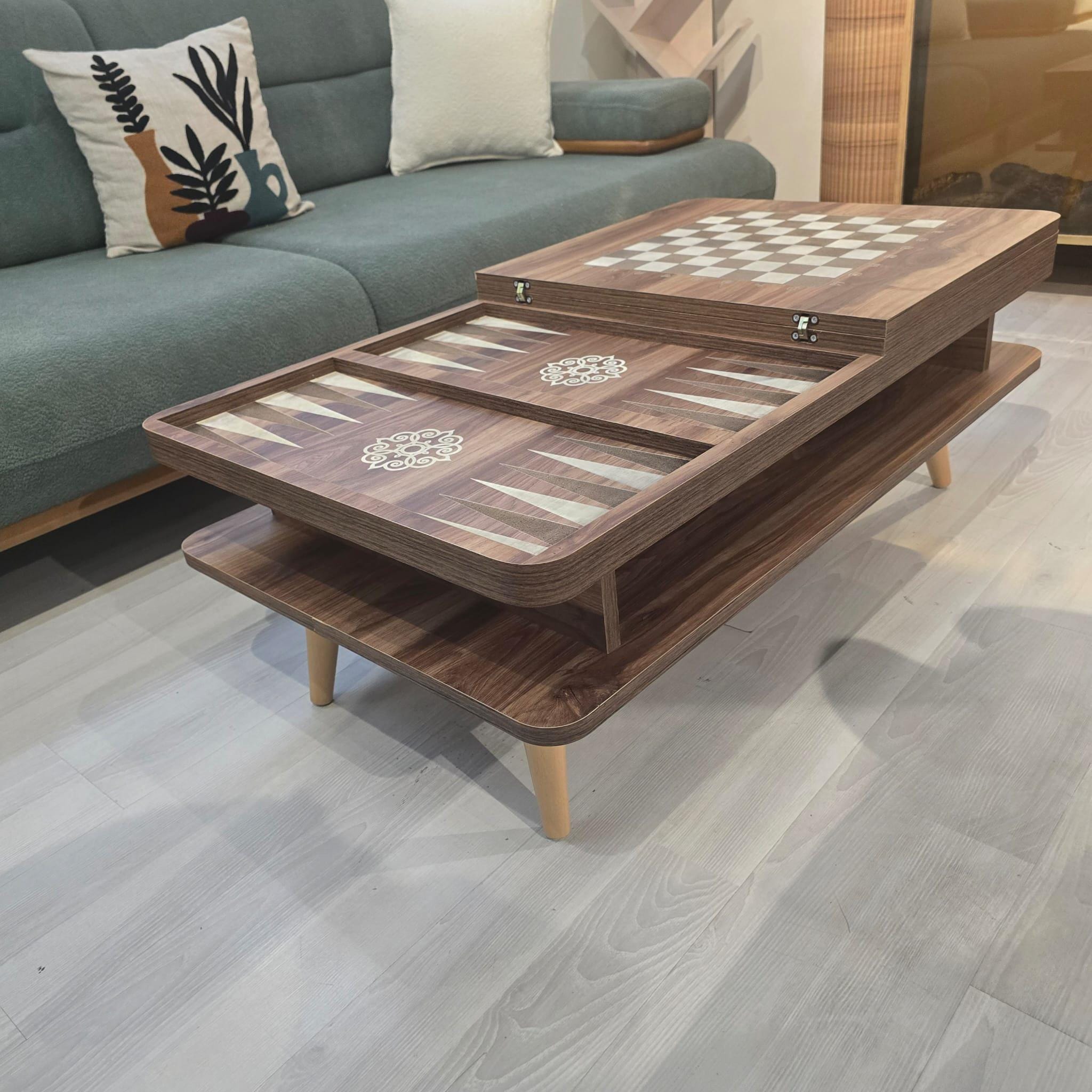 Convertible Game Coffee Table, Chess - Backgammon, Dining Desk