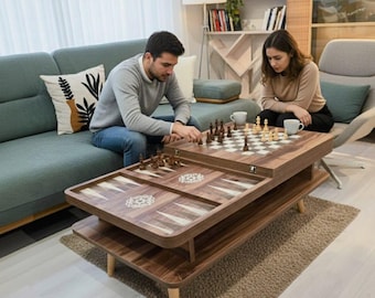 Konvertibelt soffbord för spel, schack - backgammon, matbord, bärbar dator - studiebord, multifunktionellt -