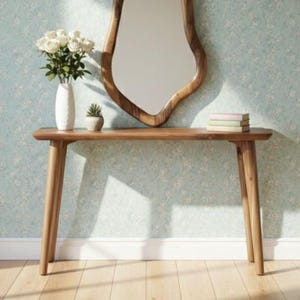 Mesa consola minimalista de madera maciza, escritorio para recibidor, mesa auxiliar estrecha moderna, mueble de decoración rústica de estilo campestre