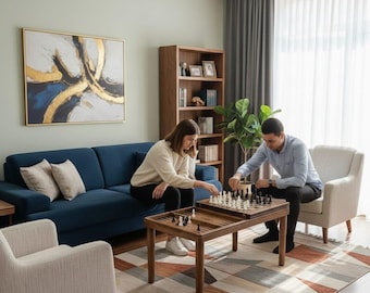 Konvertibelt soffbord för spel, schack - backgammon, matbord, bärbar dator - studiebord, multifunktionella moderna möbler