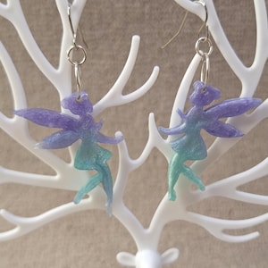 Handmade Gradient Pixie Earrings: Purple Teal Acrylic Fairy Jewelry